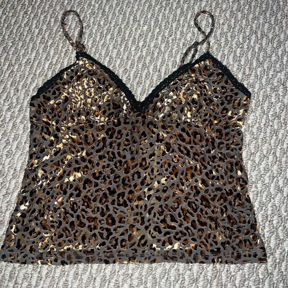 Forever 21 velvet laced cheetah print cami w/ adustable straps